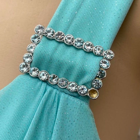 Y2K Turquoise Mermaidcore Glittery Ruffle Prom Dress - Picture 7 of 8